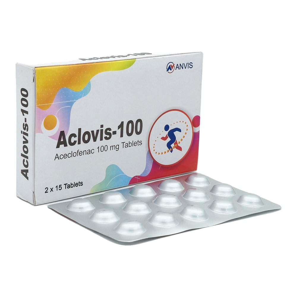 Aclovis-100 by ANVIS, original carton with tablet blister outside the box