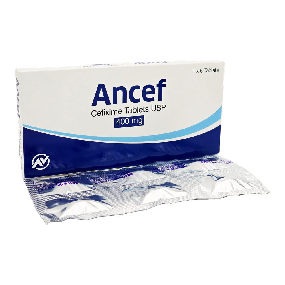 Ancef 400 mg by ANVIS, original carton with complete tablet blister outside the box
