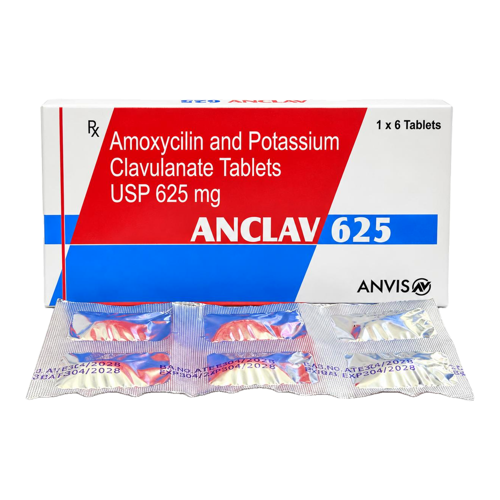 Anclav 625 amoxycillin and potassium clavulanate tablets by ANVIS, 6-tablet pack
