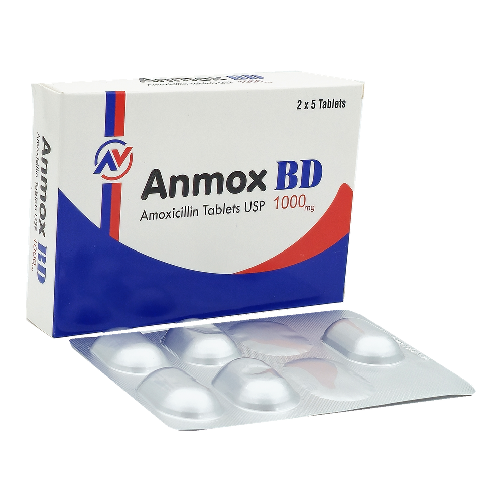 Anmox BD 1000 by ANVIS, original carton with complete tablet blister outside the box