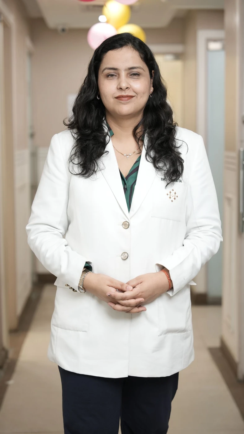 Real stock photograph of a healthcare professional in a clinic in Delhi, India