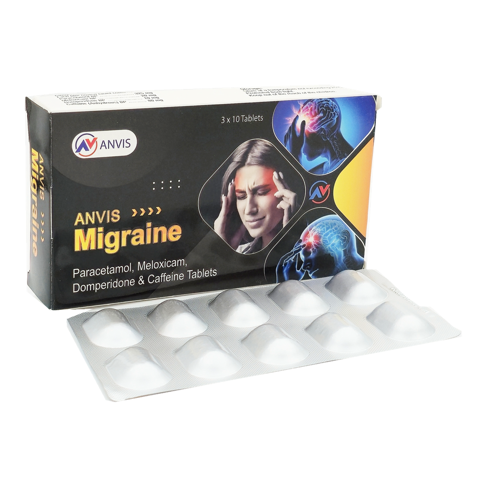 ANVIS Migraine by ANVIS, original carton with complete tablet blister outside the box