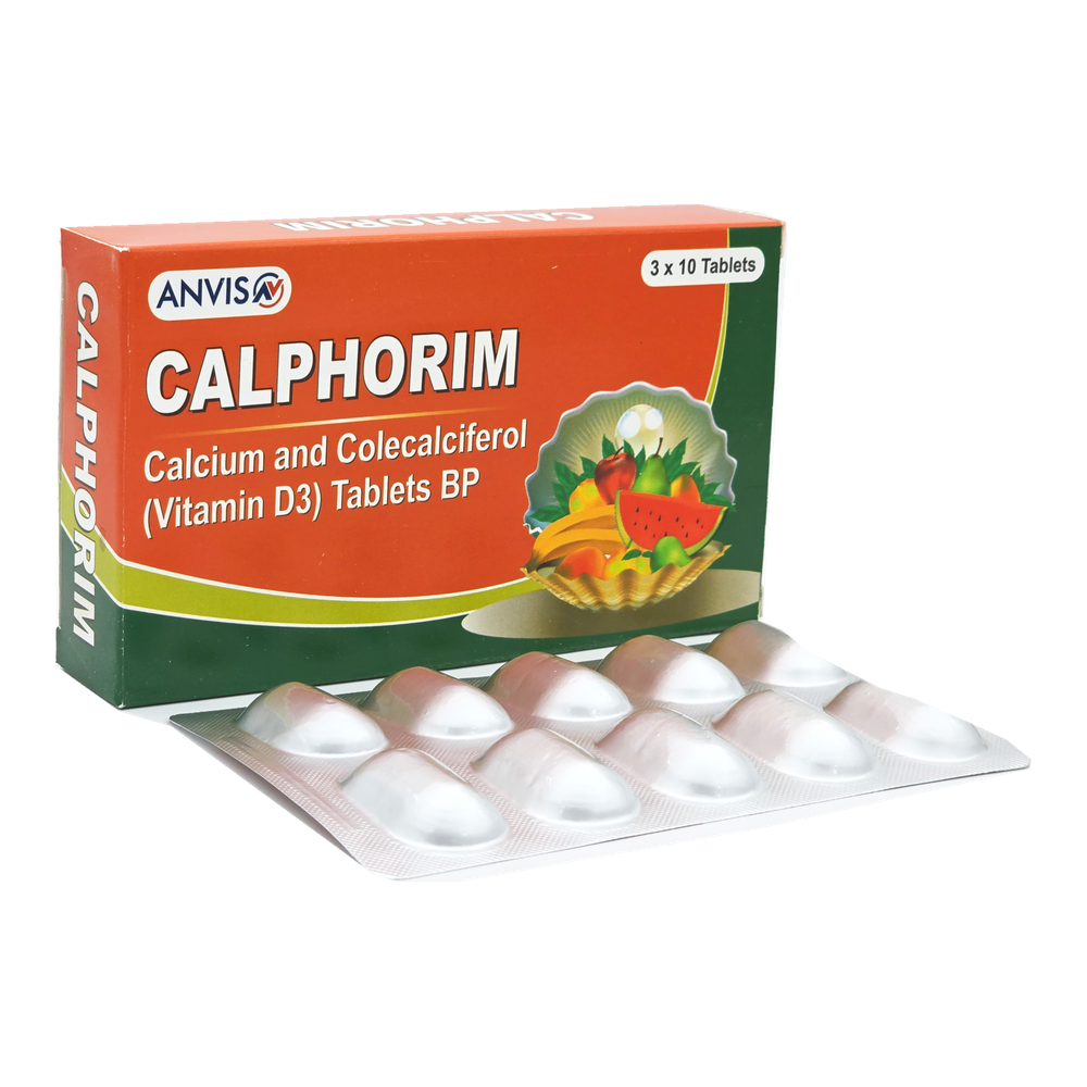 Calphorim Tablets by ANVIS, original carton with complete blister outside the box