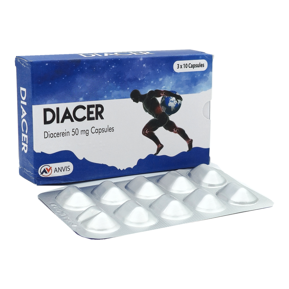 Diacer 50 mg by ANVIS, original carton with complete blister outside the box