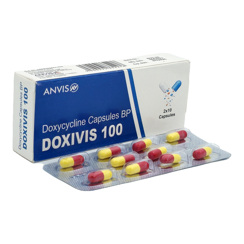 Doxivis 100 by ANVIS, original carton with complete blister outside the box