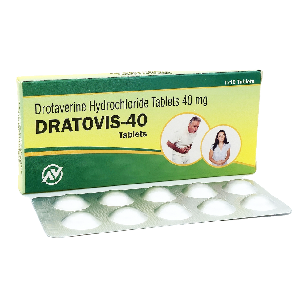 Dratovis-40 drotaverine hydrochloride 40 mg tablets by ANVIS, pack of 10 tablets