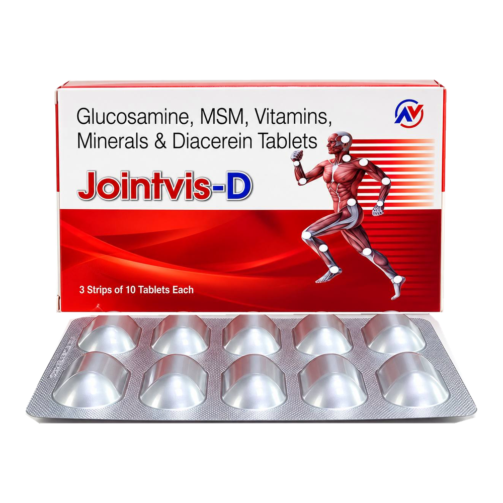Jointvis-D tablets by ANVIS, carton with the complete tablet blister outside the box