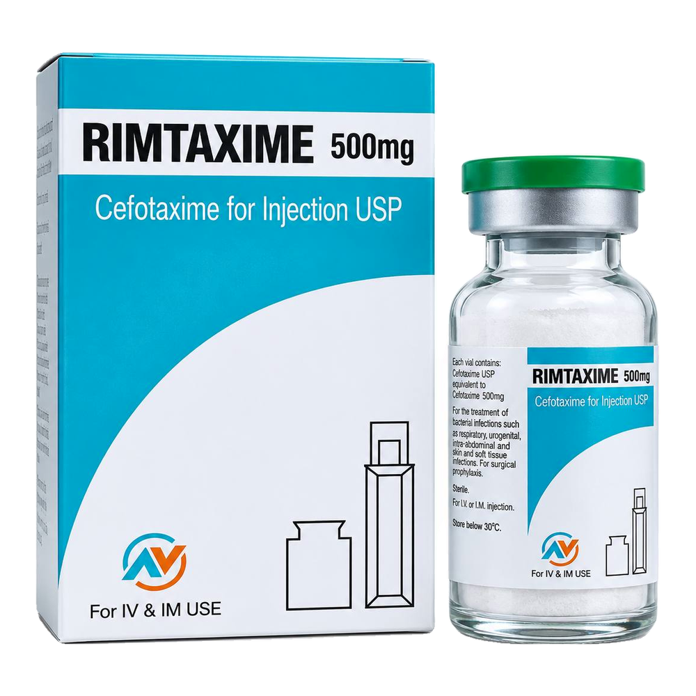 Rimtaxime 500 mg by ANVIS, original carton with vial outside the box